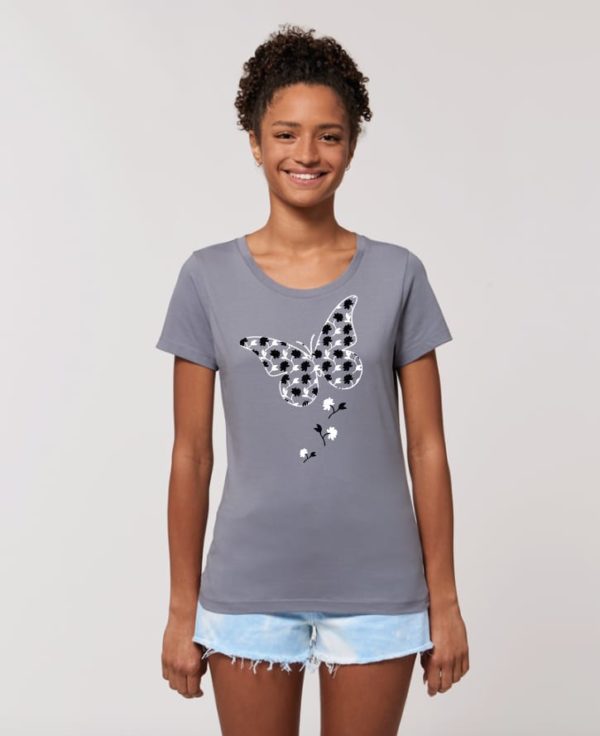Camiseta Chica Diseño Mariposas Gris Negra