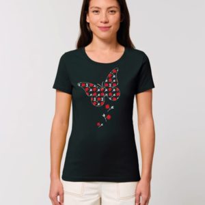 Camiseta Chica Diseño Mariposas Negro/Rojo