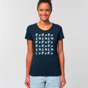 Camiseta Chica Diseño Flores Azul